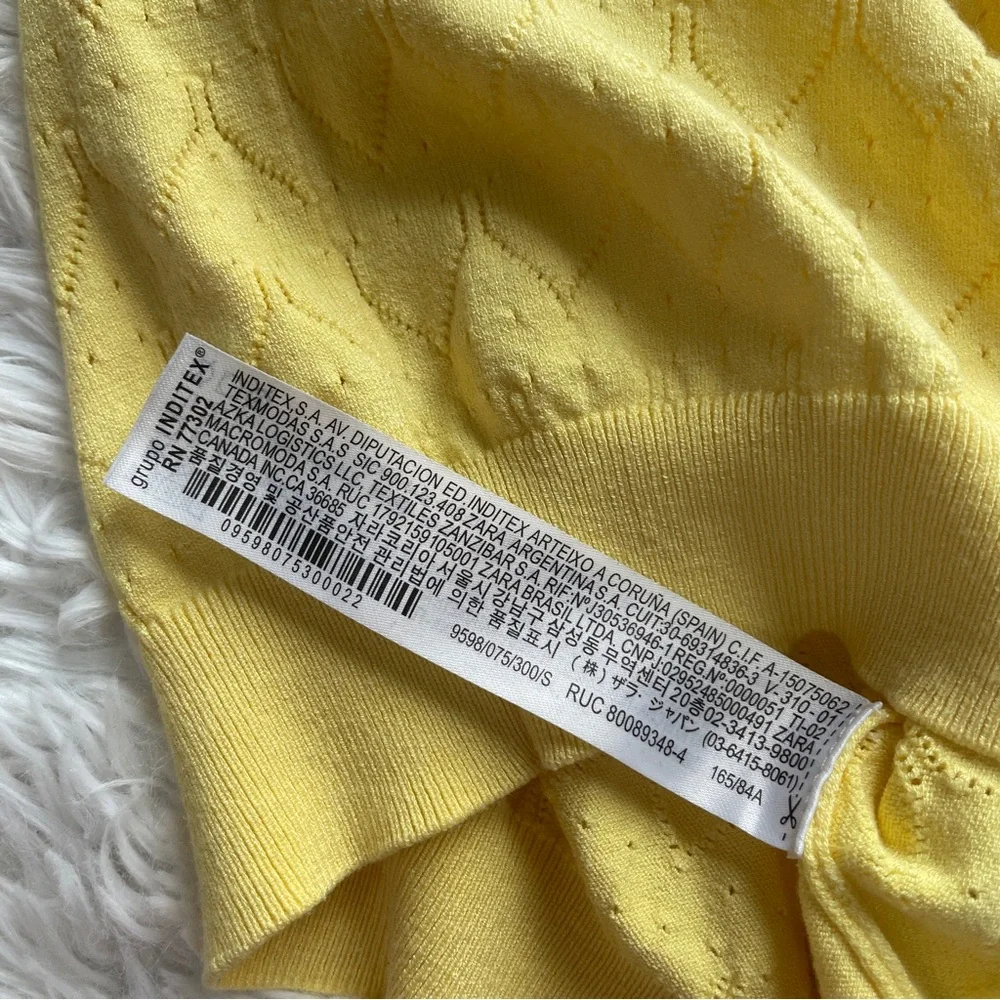 Zara Pointelle Knit Short Sleeve Polo Sweater Top - Picture 5 of 7